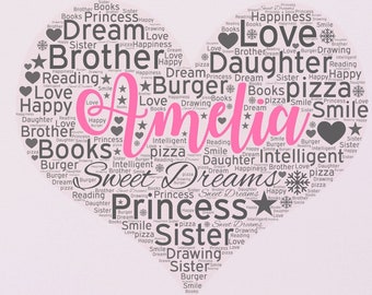 Personalised Girls Name Wall Sticker | Girl's Custom name Nursery Bedroom Girls Boys Wall Art Decal | Personalised word art wall stickers