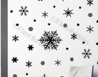 100 X Snowflakes Wall Decals,  Christmas Wall Stickers, Shop window Home Décor, Snowflake Nursery wall Stickers