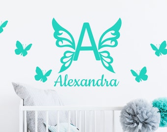 Butterfly Monogram Decal Wall Vinyl Decal Sticker Baby Girl Nursery ...