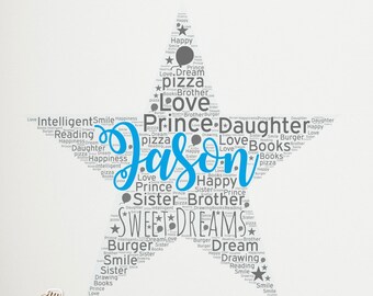 Personalised Name Wall Sticker | Personalized Custom name Nursery Bedroom Girls Boys Wall Art Decal | Personalised word art wall stickers