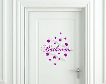 Bathroom Door wall Decal Polka Bubble Dot vinyl Sticker Bathroom sign Art Decor
