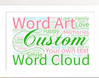 Personalised Word Art Print Portrait or Landscape Design Word Art Gift Keepsake Own Text, Any Occasion Digital downloadable, Printable gift