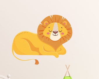Lion wall stickers Animal wall stickers for bedrooms wall decals Childrens Kids Playroom Lion Vinyl Watercolour removable Art
