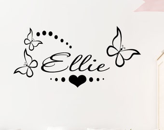 Butterfly Wall stickers - Personalised Name wall decal - Butterfly wall art for Girl's room - Nursery room wall decal stickers