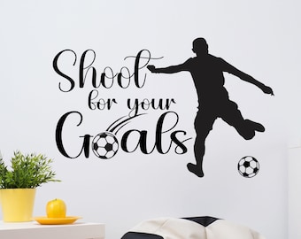 Football Quote Wall Stickers, Removable Vinyl Decals for Bedroom, Sports Decor, Soccer Motivational Art
