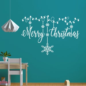 Christmas Snowflake stickers, Merry Christmas wall sticker, Merry Christmas shop window décor sign, Xmas home décor wall sticker