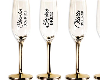 Custom Name Decals for Champagne Flute, Wine Glass, Personalised Bride Bridesmaid Stickers, Wedding Décor