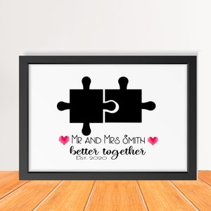 Jigsaw puzzle Print - personalized gift for boyfriend or girlfriend - Husband, Wife - Valentine Gifts - Couple Anniversary Gifts, together
