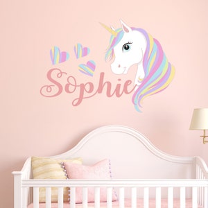 Personalised name wall stickers for girls name wall stickers for kids unicorn Custom name wall decal unicorn wall sticker watercolour Vinyl