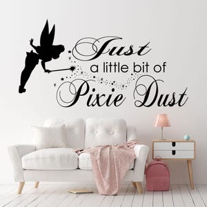 Pixie Dust Quote Stickers, Fairy Vinyl Wall Art Decal for Girl Room Decor