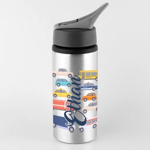 Personalized Water Bottle, Transport theme, school water bottles, nursery water bottles, preschool bottles, birthday gifts, gym bottle