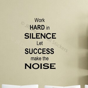 Work Hard in Silence Quote Wall Sticker Inspiring Quote Vinyl Wall Decal Gym Art