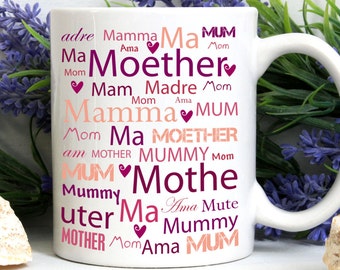 Mother's day mugs gift, mother in different language, Best gift for mum, mum mugs, Christmas and Birthday mugs, coffee mugs, tea cups