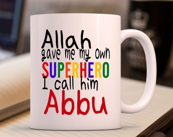 Personalized Islamic Superhero Father Mug, Muslim Gift