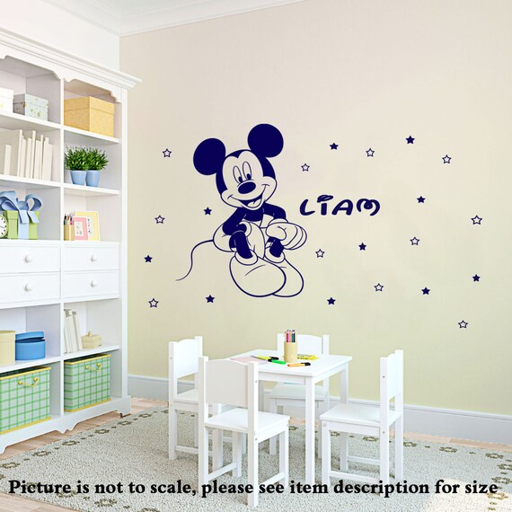 Personalized Name Disney Mickey Mouse Wall Art Stickers Mural Etsy