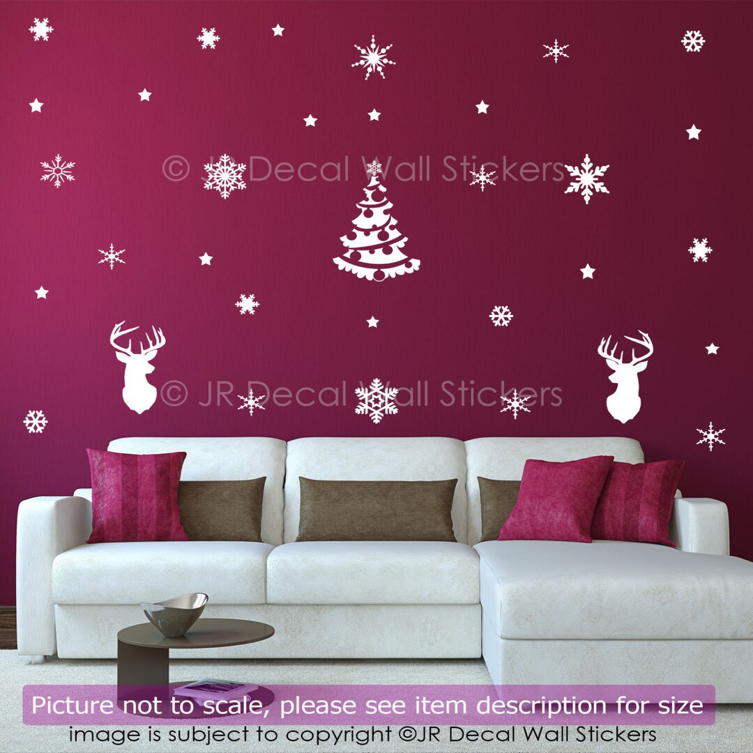 Set of 50 Snowflakes Wall Stickers, Removable Vinyl Wall Art Stickers