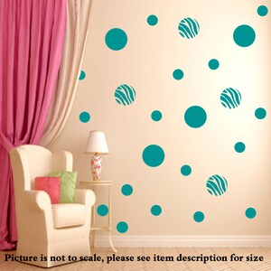 50 Polka Dot Wall Stickers Zebra print vinyl mural Nursery room wall decors