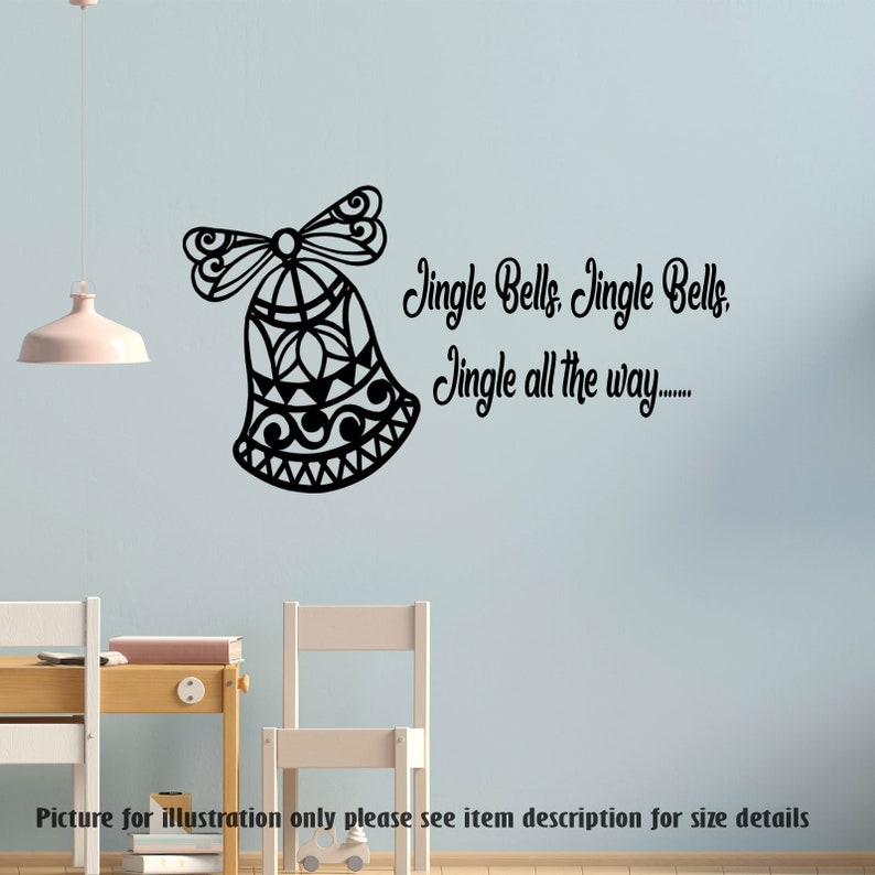 Jingle bells Christmas Shop window Decor Christmas bells Jingle bells Xmas wall Art Stickers Vinyl Wall Decals Jingle all the way