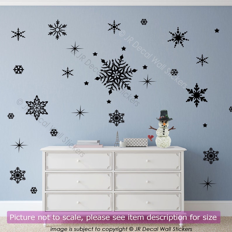 50 X Snowflakes Removable Vinyl Nursery Wall Decals Christmas Etsy