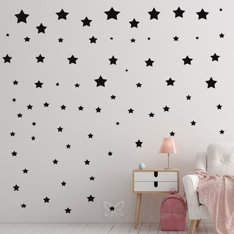 Pink Star Wall Stickers Stars Wall Decals Pattern Wall Etsy Israel