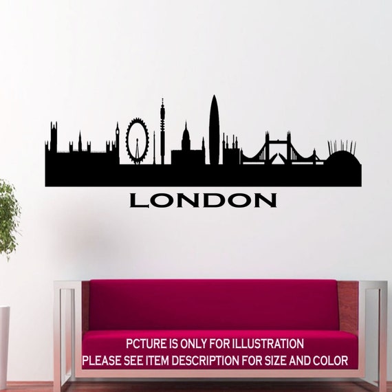 large london city skyline london eye wall sticker vinyl wall | etsy