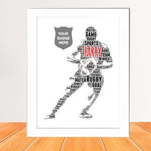 Spersonalizowana sztuka słowa „Rugby” – sztuka słowa „Atleta” – Chmura słów Sztuka ścienna „Rugby player” – Odznaka ścienna „Rugby man” – Cyfrowy wydruk sztuki słowa „Sportowiec”