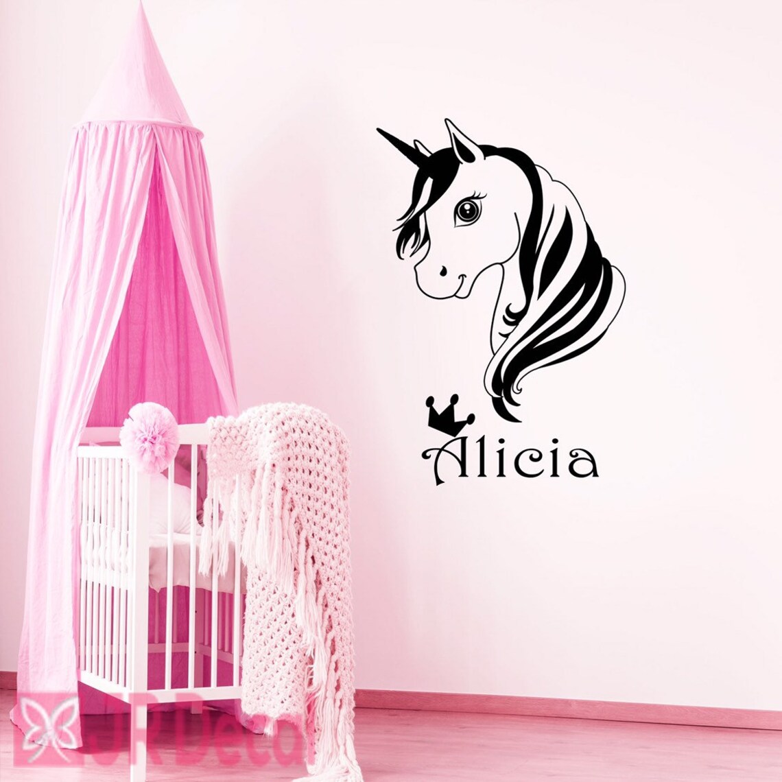 Unicorn Name Wall Stickers Vinyl Wall Decal for Girls Room Etsy UK