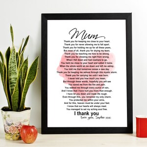 Personalized Framed Poem for Mum - Digital Print Gift for Mother Mom Gift | Mother&#39;s Day | Birthday | Christmas | Mother-Daughters