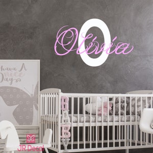 Personalised Name Wall Sticker Girl&#39;s room Wall Decal Children&#39;s Kids Nursery Bedroom Playroom Vinyl | Name monogram wall art stickers