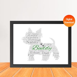 Impresión personalizada de arte de palabras de perro West Highland Terrier, Impresión de imagen de nube de palabras de perro, Regalo para amantes de los perros, Regalo de tarjeta de cumpleaños de amigo Digital