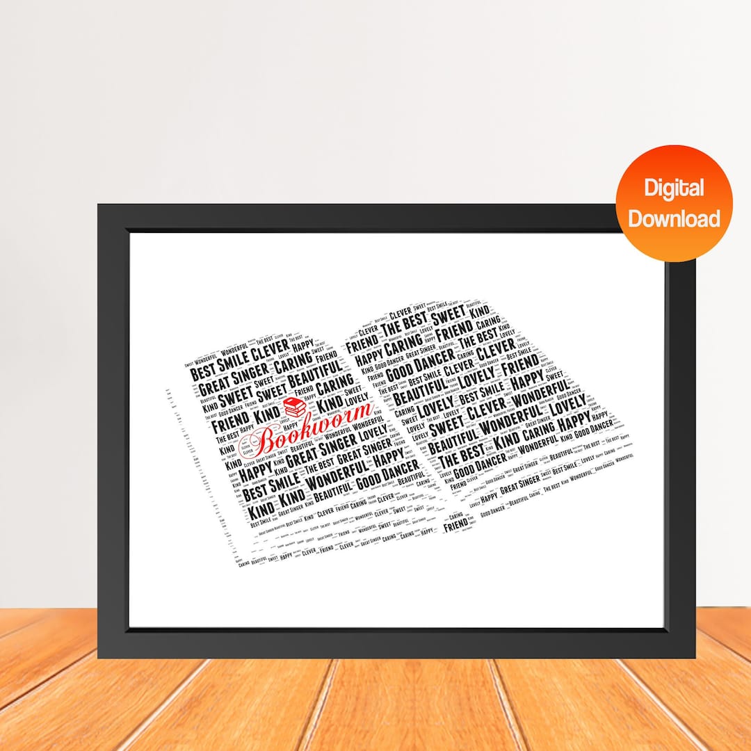 Personalized Books Word Art Print, Custom Book Word Cloud Print ...