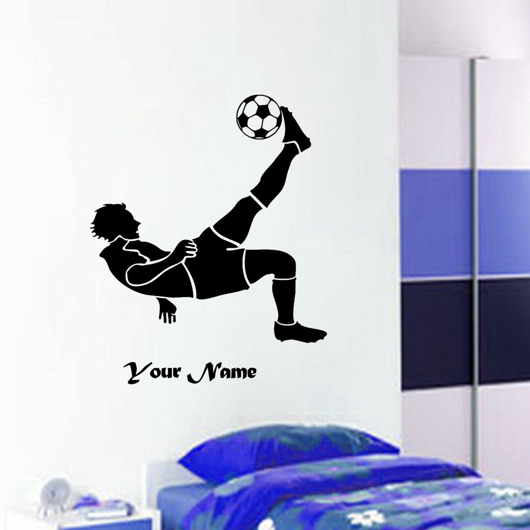 FOOTBALL Soccer Player Action With Custom Name Wall Art Sticker Decal ...