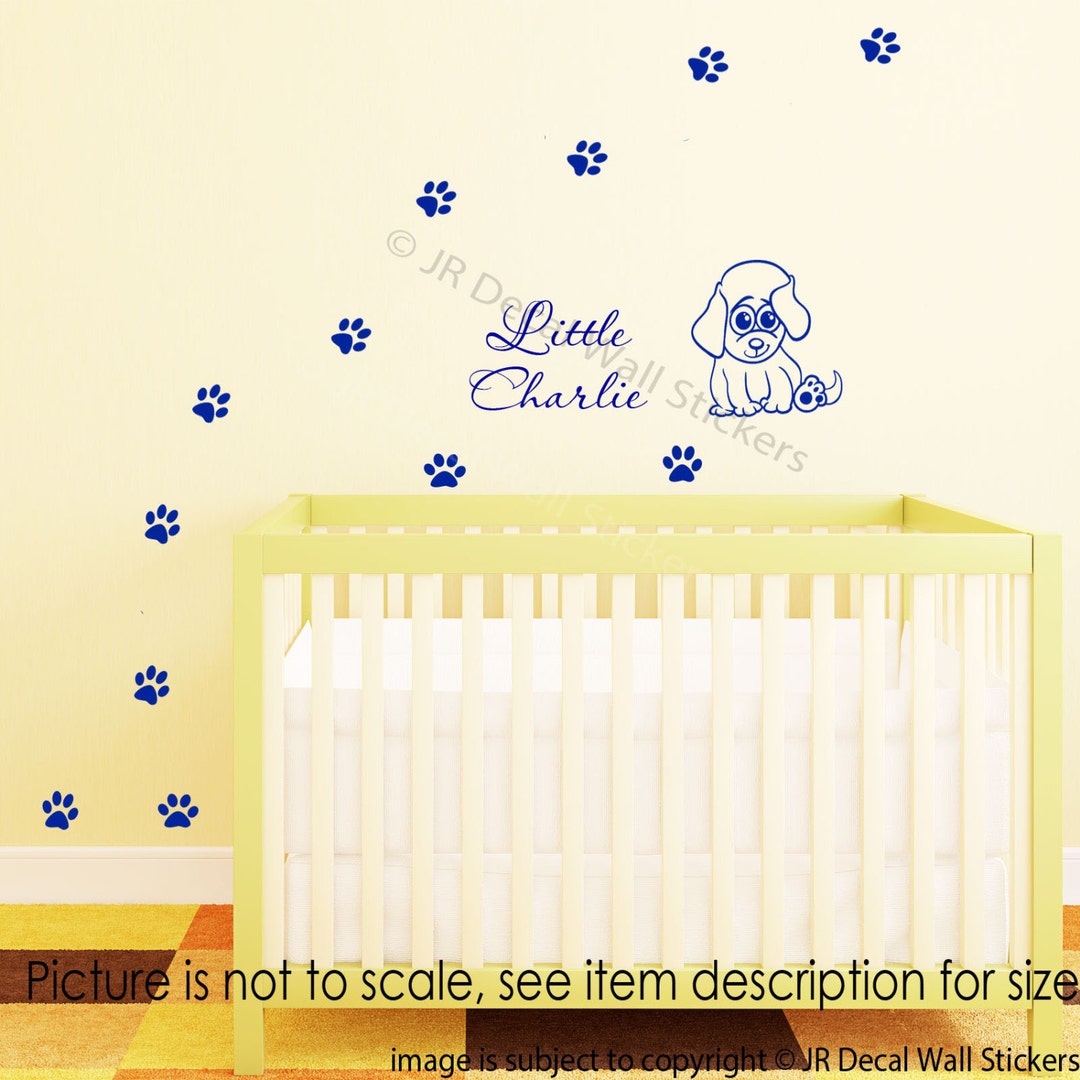 Paw Print Wall Stickers Puppy Dog Personalized Your Little Kids Name
