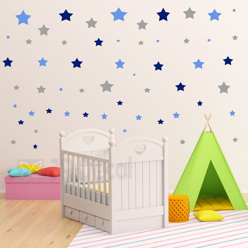 Pink Star Wall Stickers Stars Wall Decals Pattern Wall Etsy Israel