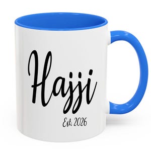Personalised Hajji Hajja Mug Set, Islamic Hajj Mubarak Gift Couple