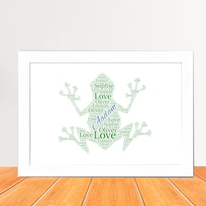Frog Word Art Print - Wall Decor Custom Word Print, Animal Word Art Print