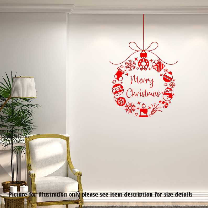 merry christmas wreaths vinyl wall decals christmas shop | etsy