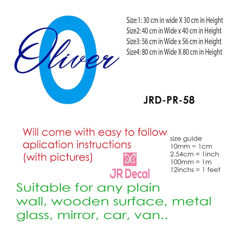 Personalized Name Initial Vinyl Wall Decal, Nursery Decor - Etsy