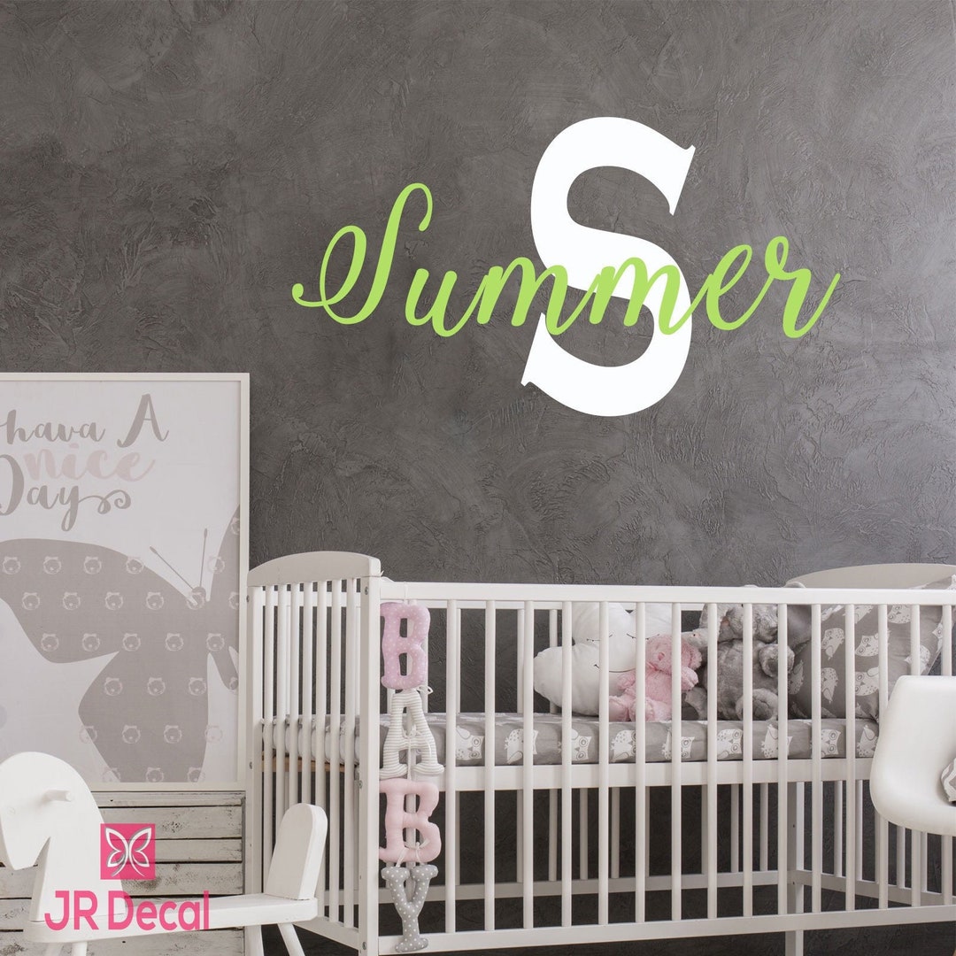 Girls Name Wall Stickers, Custom Name Initial Monogram Wall Sticker