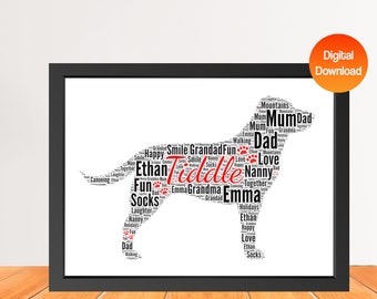 Personalised Labrador Word Art Print, Dog Lover Gift, Digital Download