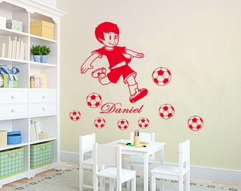 personalized Kid Playing football wall stickers vinyl Murals decal 8 football decor