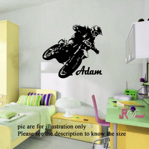 Sports Motor Race Bike Personal Name Boy Bed Room Stickers, vinyl, decals, Mural,stencils,poster 05