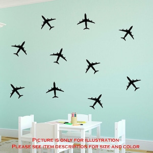 Set of 18 Aeroplane Wall Stickers, Kids Bedroom Aviation Decor Vinyl,  Nursery Boys Room Stickers Removable Vinyl