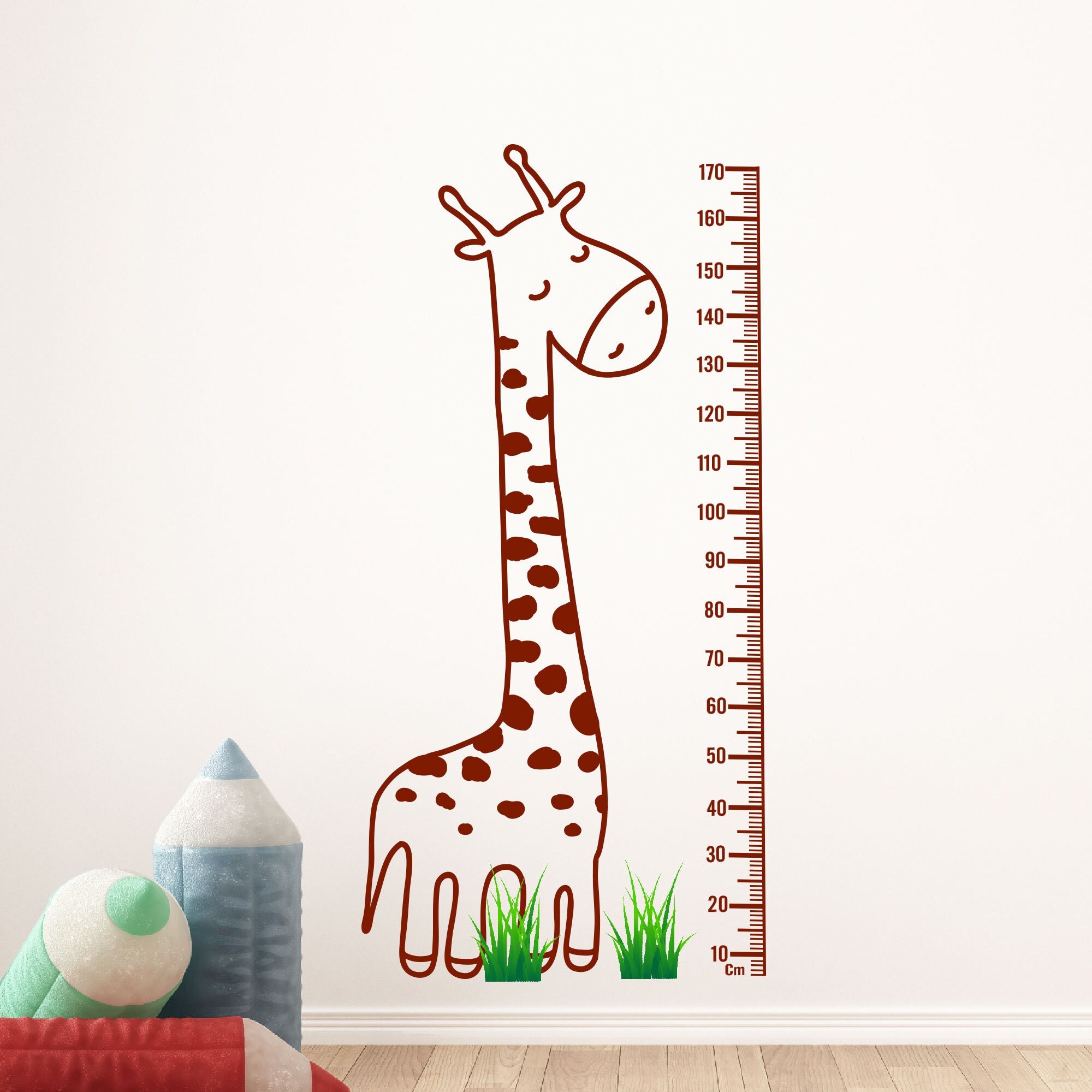 Removable Giraffe Height Measurement Wall Sticker Cartoon Monkey Decals  Children Growth Record Metric Scale Chart Kid