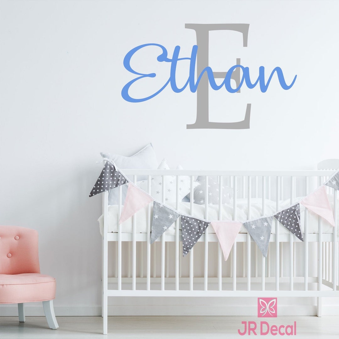 Boy Name Wall Stickers, Custom Name Initial Wall Sticker Vinyl Decal