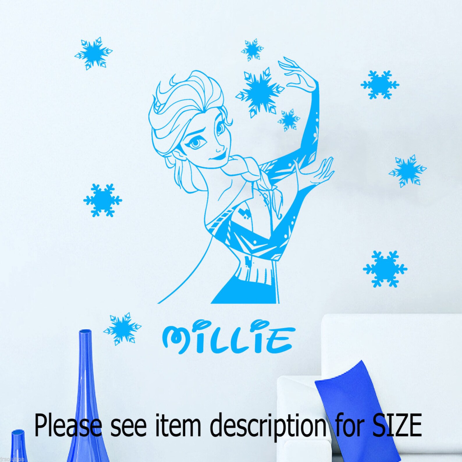 DISNEY FROZEN Princess ELSA Wall Stickers Personal Name Art Etsy