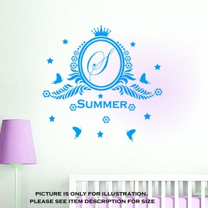 Custom Monogram Name Initials Nursery Girls bedroom Vinyl wall Stickers Wall Art Decal jrd4