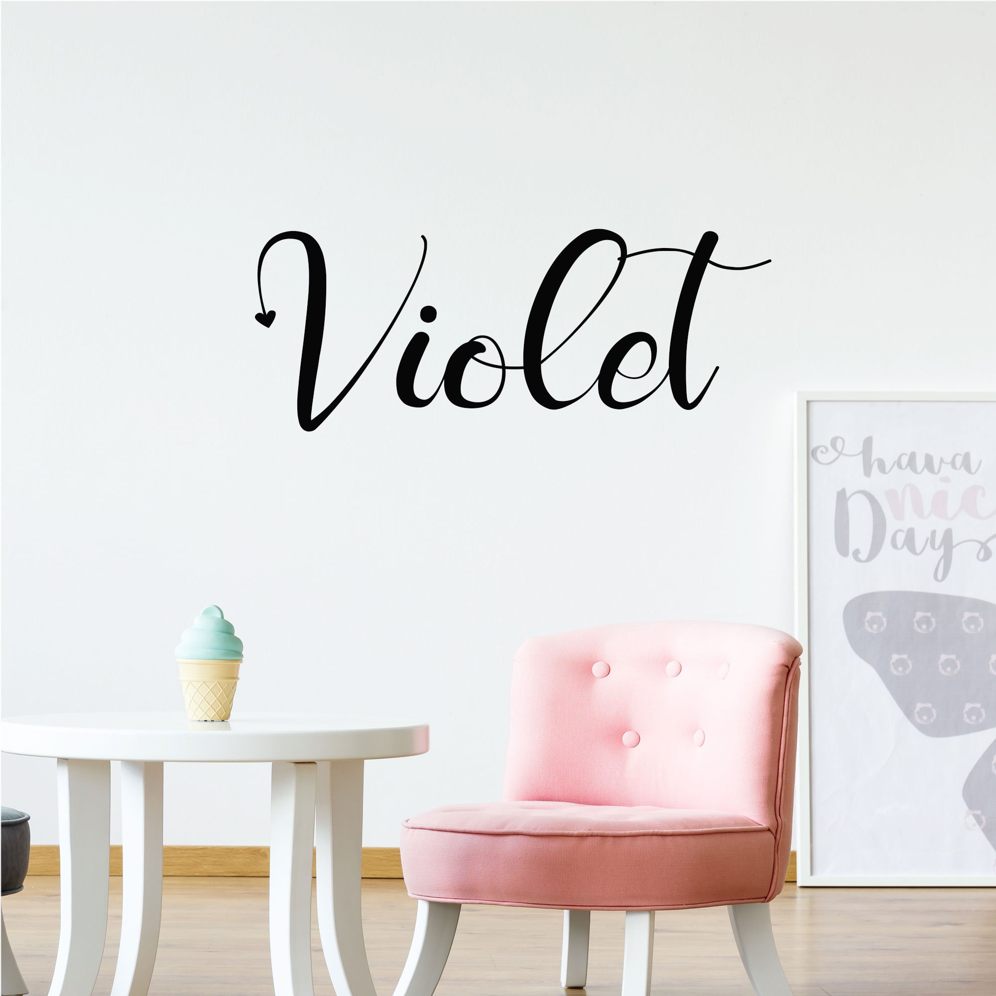 Personalised Name Vinyl Wall Decal, Custom Sticker Girls Nursery Decor ...
