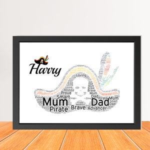 Personalized Word Art Print - Pirate hat word art - pirate Hat Printable  Wall Art, Word Art Frame print, Custome name print