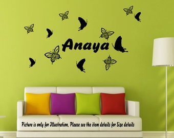 Butterfly wall stickers, Personalized Name butterfly wall Decals, Nursery Wall Stickers, personalised wall stickers kids